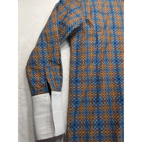 Steven Land Multicolor Square Geometric Pattern Dress Shirt 17 1/2 36/37 Tall - Picture 2 of 14
